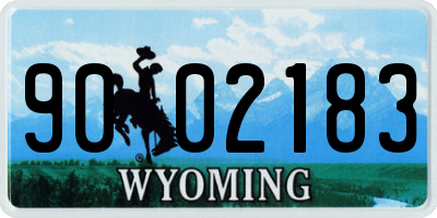 WY license plate 9002183