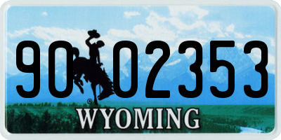 WY license plate 9002353