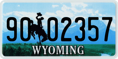 WY license plate 9002357