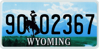 WY license plate 9002367