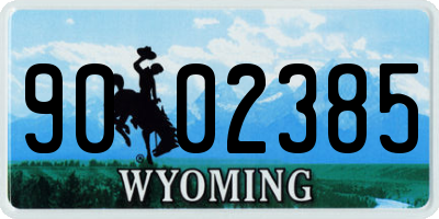 WY license plate 9002385