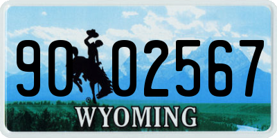 WY license plate 9002567