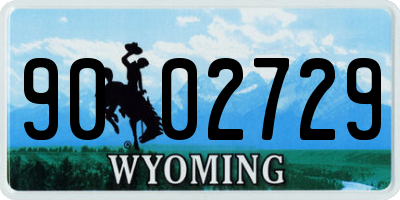 WY license plate 9002729