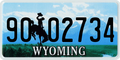 WY license plate 9002734