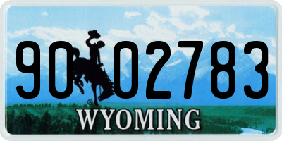 WY license plate 9002783