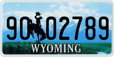 WY license plate 9002789