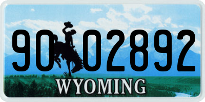 WY license plate 9002892