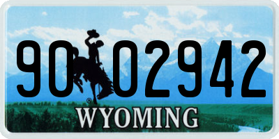 WY license plate 9002942