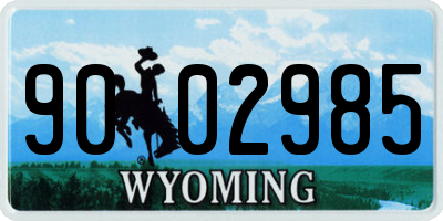 WY license plate 9002985