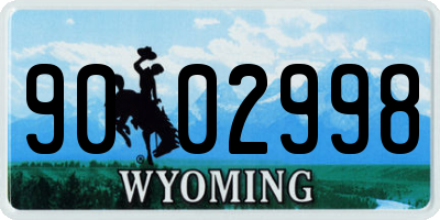 WY license plate 9002998