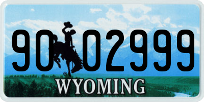 WY license plate 9002999