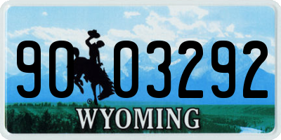WY license plate 9003292