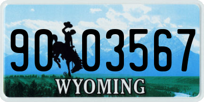 WY license plate 9003567
