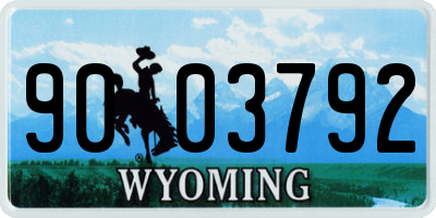 WY license plate 9003792