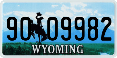 WY license plate 9009982