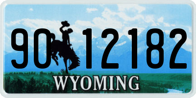 WY license plate 9012182