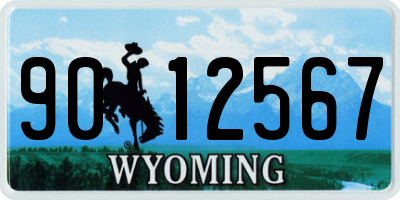 WY license plate 9012567