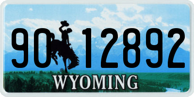 WY license plate 9012892