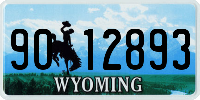 WY license plate 9012893