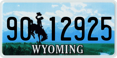 WY license plate 9012925
