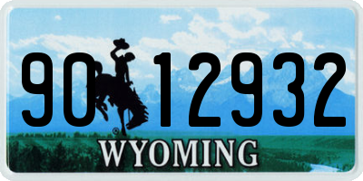 WY license plate 9012932