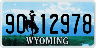 WY license plate 9012978