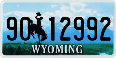 WY license plate 9012992