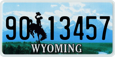 WY license plate 9013457