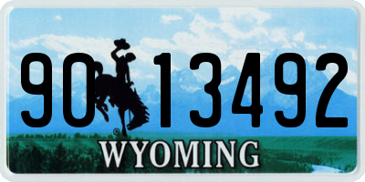 WY license plate 9013492