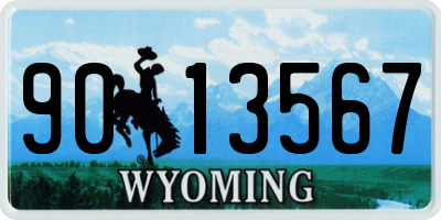 WY license plate 9013567