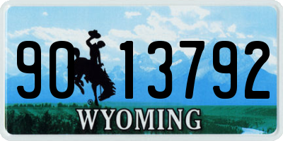WY license plate 9013792