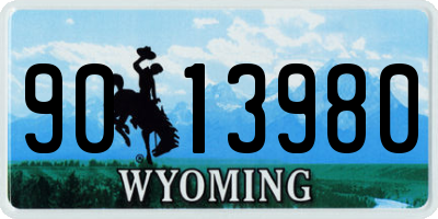 WY license plate 9013980