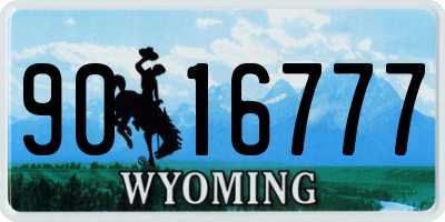 WY license plate 9016777