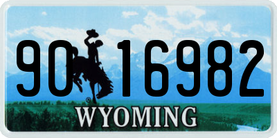 WY license plate 9016982