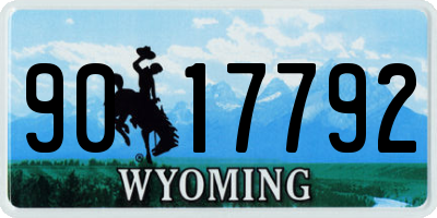 WY license plate 9017792