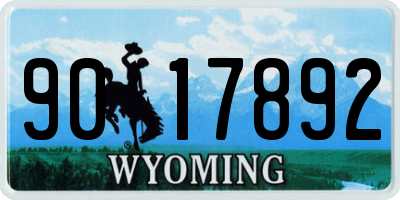 WY license plate 9017892
