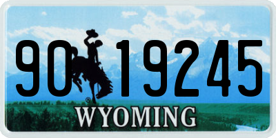 WY license plate 9019245