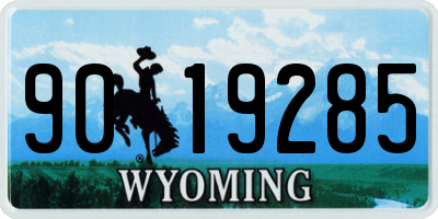 WY license plate 9019285
