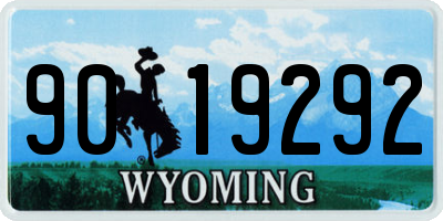 WY license plate 9019292