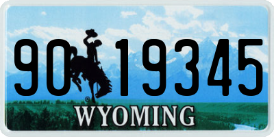 WY license plate 9019345