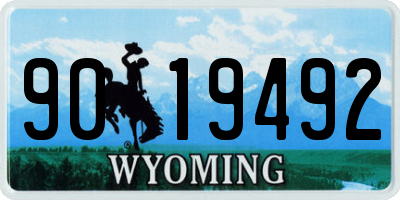 WY license plate 9019492