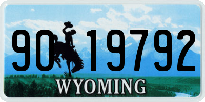 WY license plate 9019792