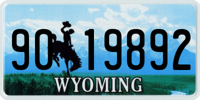 WY license plate 9019892