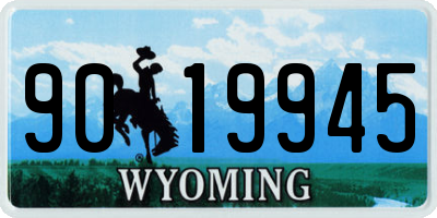 WY license plate 9019945