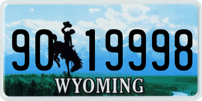 WY license plate 9019998