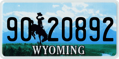 WY license plate 9020892