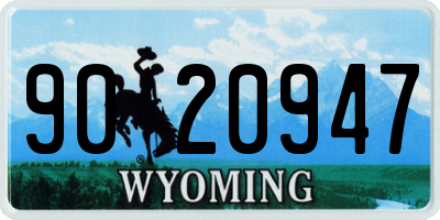 WY license plate 9020947