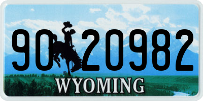 WY license plate 9020982