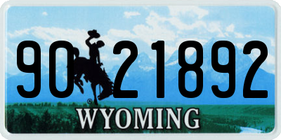 WY license plate 9021892