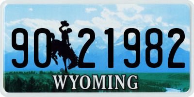 WY license plate 9021982